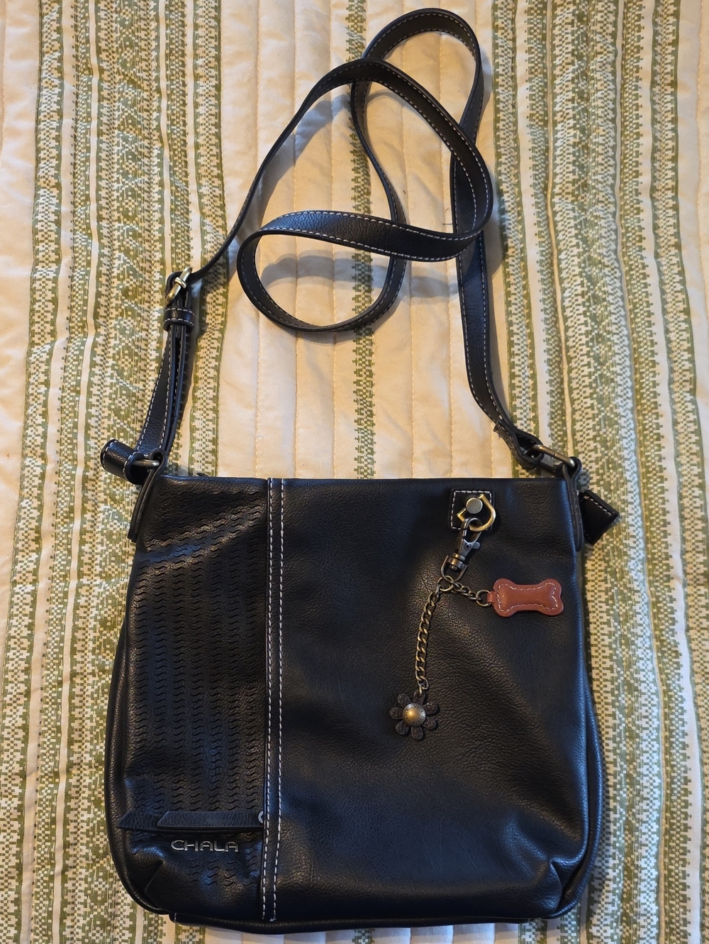 Chala Black Crossbody Bag with Charm